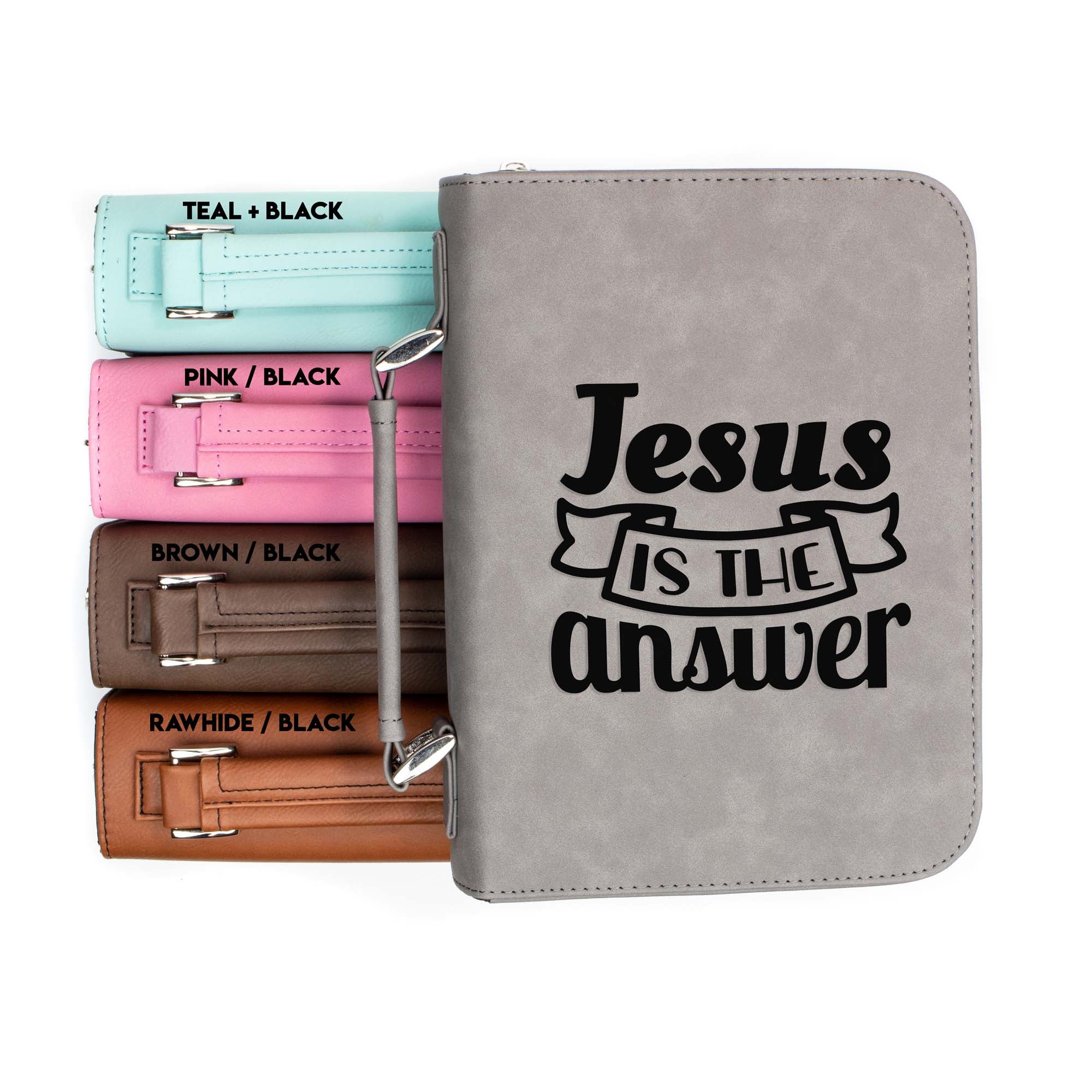 Jesus Is The Answer Bible Cover | Faux Leather With Handle + Pockets ...